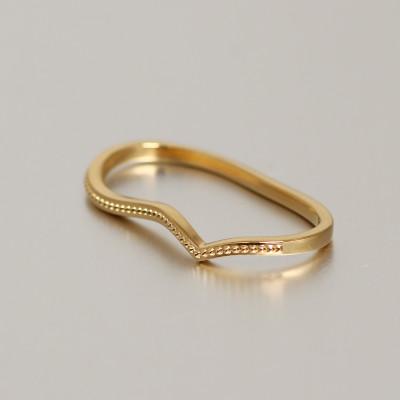 ふるさと納税 大津市 【K18イエローゴールド】お洒落なダブルフィンガーリング　2本指にはめるミルグレインデザインの指輪