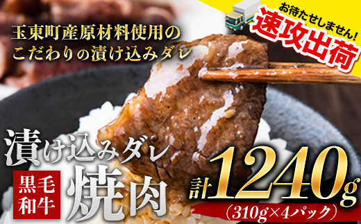 
黒毛和牛 漬け込みダレ焼肉 計1.24kg（310g×4パック）《1-5営業日以内に出荷予定(土日祝除く)》九州産（熊本県産を含む）和牛 お肉 肉 BBQ 小分け 焼き肉用 焼肉用 国産
