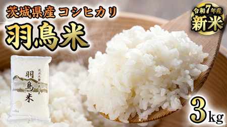 《 令和7年産 先行予約 》 コシヒカリ 「幻の米 羽鳥米」 3kg (3kg × 1袋) 筑波北麓秘蔵米 お米 ごはん 精米 コメ 白米 国産 茨城県 桜川市 限定 期間限定 数量限定 銘柄米 [AX010sa]
