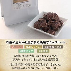 訳あり 玄米ぽん クランチチョコレート 5種詰め合わせ 計225g 高級クランチチョコレート チョコクランチ