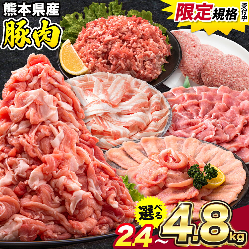 【ふるさと納税】【年末大感謝祭】＼限定寄附額／ 豚肉 うまか ポーク バラエティ セット 2.4kg 4.6kg 4.8kg 豚肉 しゃぶしゃぶ 切り落とし 豚ロース バラ 豚バラ スライス 以上 定期便 真空 不揃い 数量限定 簡易包装 冷凍配送 小分け 《出荷時期をお選びください》 豚肉