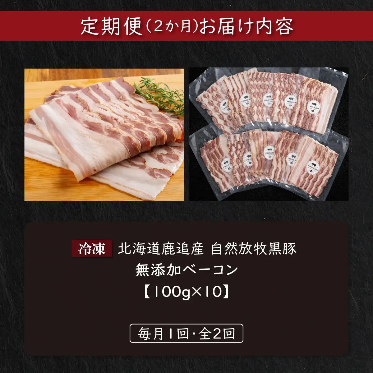 【定期2ヶ月】『訳あり』十勝放牧黒豚 無添加ベーコン 100g×10 SKN088