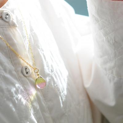 ふるさと納税 長沼町 【Soukore】ガラスアクセサリー・イエローピンク・ネックレス |  | 03