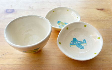【瀬戸焼】子供用食器セット(飛行機・ロケット)贈答品対応【1454905】