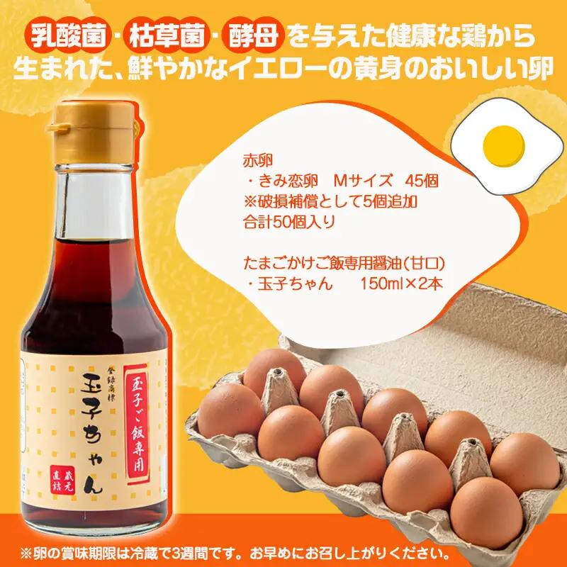 「きみ恋卵」たまごかけご飯セット_12-29-001_(都城市) きみ恋卵 Ｍサイズ 醤油 たまごかけご飯専用醤油「玉子ちゃん」 甘口 卵かけご飯 朝ごはん 朝食