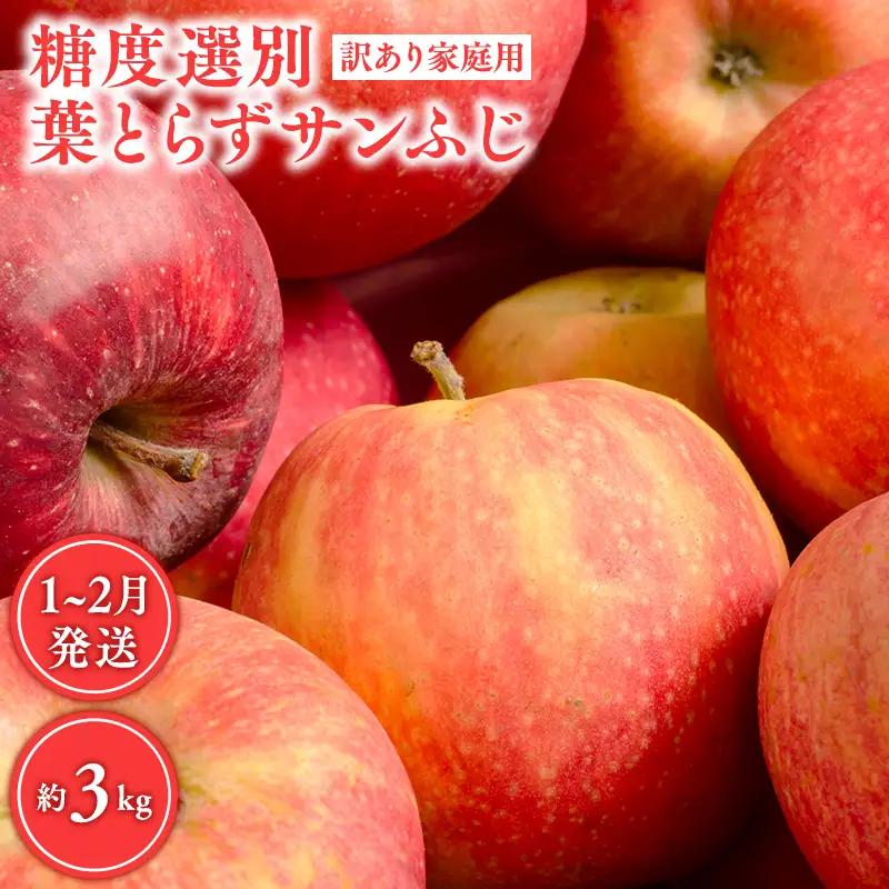 りんご 訳あり 葉とらずサンふじ 約3kg【hi-0001-040】