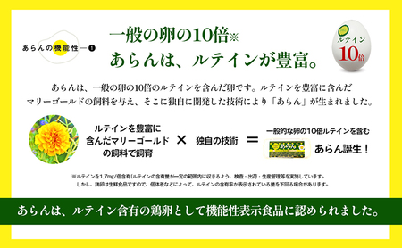 光の刺激から目を守る　ルテイン含有卵　機能性表示食品「あらん」 栄養 健康 見える 改善 色鮮やか 吸収 サプリメント くせがない 生鮮食品 ぼやけて見える 