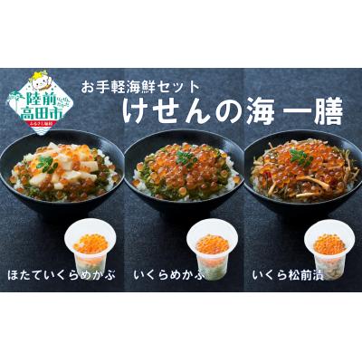 ふるさと納税 陸前高田市 【簡単海鮮丼】けせんの海 一膳 3種セット ほたていくらめかぶ いくらめかぶ いくら松前漬