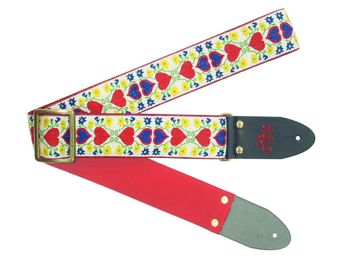【ふるさと納税】【ギターストラップ】 Elara Straps Pretty Heart Rouge 郡上市 レザー 真鍮バックル ウルトラスエード プロ仕様 エレキ アコギ ベース Ksound 小林楽器店