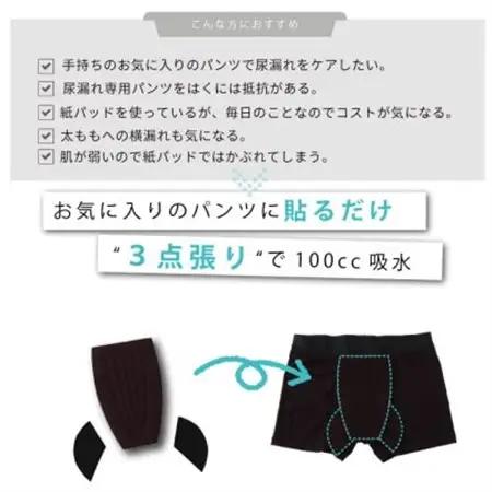 ピタガード 100 尿漏れパッド 男性用 横漏れ用パッド付き 吸水シート グレー【1687837】