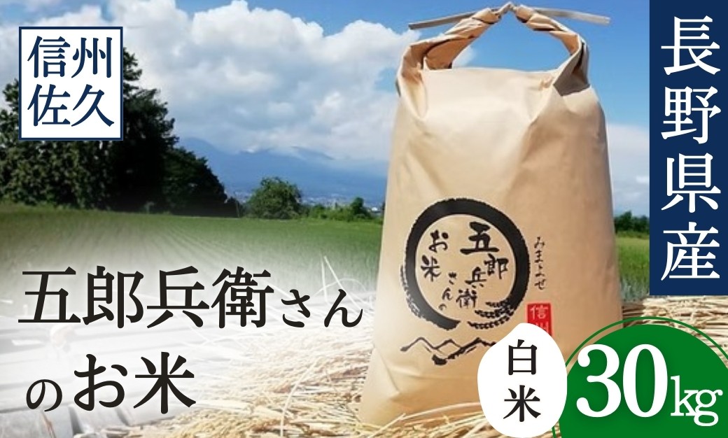 
            【令和7年産・白米30kg（10kg×3）】「五郎兵衛さんのお米」＜2025年10月初旬以降順次配送＞ 長野県 信州 こしひかり【五郎兵衛米 米 コメ 白米 精米 お米 こめ おこめ 備蓄品 仕送り おすそ分け 備蓄米 コシヒカリ こしひかり 長野県 佐久市 】
          