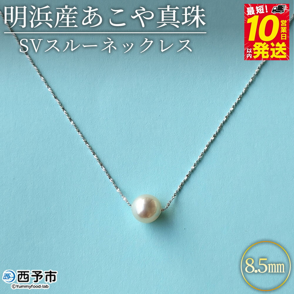 【ふるさと納税】＜明浜産あこや真珠8.5mm SVスルーネックレス＞『最短10日営業日以内に発送予定』アコヤ真珠 パール ジュエリー アクセサリー プレゼント ギフト 贈答 記念日 品質保証書付き シルバー 45cm PRAY akoyapearl 愛媛県 西予市【常温】
