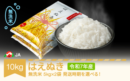 米 10kg 5kg×2 はえぬき 無洗米 令和7年産 2026年6月上旬 ja-hamxa10-6a