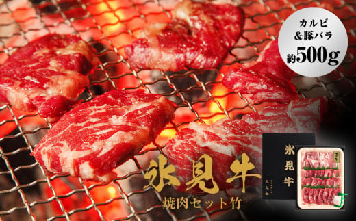 氷見牛焼肉セット竹（カルビ＆豚バラ約500g）（2月お届け）