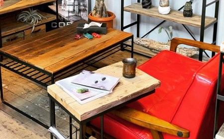 COBA ㉜サイドテーブル　コ型（ラック付き）