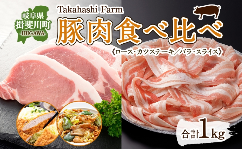 
                  [№5568-0020]Takahashi Farmの豚肉 食べ比べセット 豚ロース トンカツ用 豚バラ スライス 各500g 合計1kg ロース バラ とんかつ ステーキ 岐阜県産 精肉 国産 ブタ ぶた ポーク お鍋 料理 人気 お取り寄せ ご褒美 自家用 ギフト 送料無料 岐阜県 揖斐川町
                
