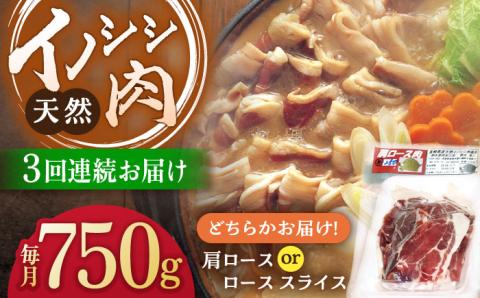 【3回定期便】ジビエ 天然イノシシ肉 肩ロース ＆ ロース スライス750g【照本食肉加工所】 [OAJ055]