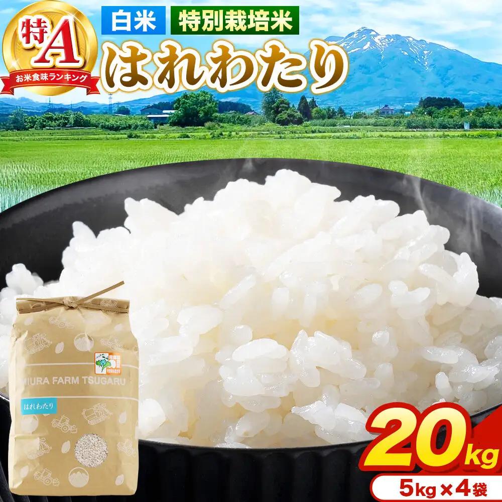 米【特別栽培米】はれわたり 白米 20kg（5kg×4袋）令和7年産 特A 青森県弘前市産