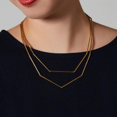 ふるさと納税 魚津市 K18 パイプ2連デザインチェーンネックレス |  | 03