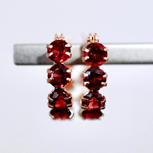 K10YG(10金) イエローゴールド ガーネット フープ ピアス エタニティー オシャレ 保証書付 YF-20 242-067-b