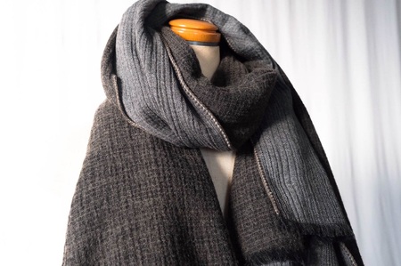 81-15【播州織】Cotton Wool W- Face Muffler　Brown×gray（ブラウン）