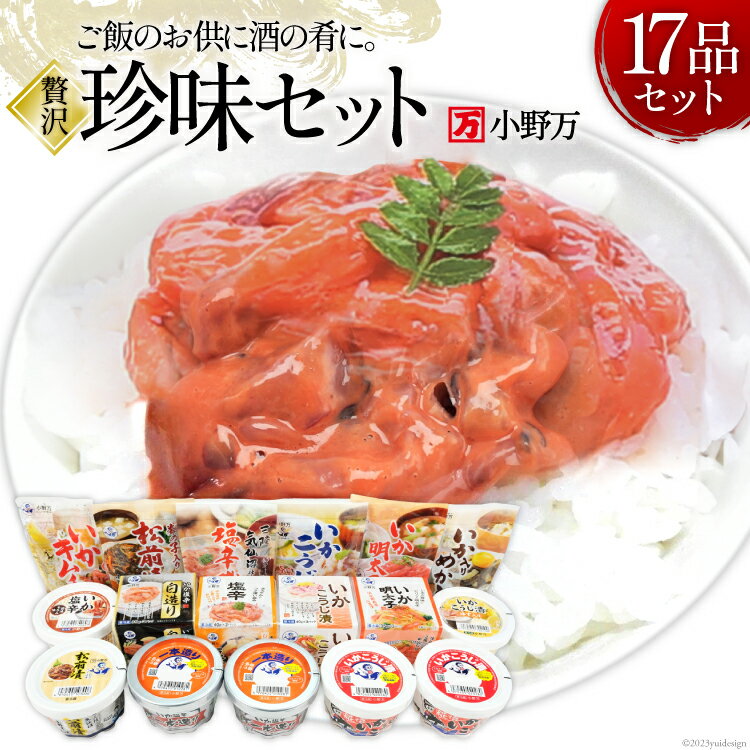 【ふるさと納税】塩辛 珍味 17品セット [小野万 宮城県 気仙沼市 20564702] おかず おつまみ 酒の肴 詰め合わせ セット 冷蔵 いか イカ 塩辛 数の子 松前漬 こうじ漬け キムチ めかぶ 明太子