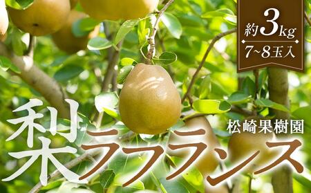 【松崎果樹園】梨「ラ・フランス」約3kg（7～8玉入）【旬のフルーツ 果物 旬の梨 新鮮 ラ・フランス】