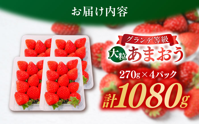 【2026年1月中旬より順次発送】 あまおう いちご 1080g (約270g×4パック) 吉富町/株式会社HSP-テクノ [BGBQ001]
