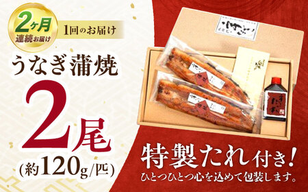 【2回定期便】北御門うなぎ蒲焼2尾入 / 国産 うなぎ ウナギ 鰻 蒲焼 かばやき うな重 うな丼 ひつまぶし う巻き 冷凍 / 諫早市 / 諫早観光物産　コンベンション協会 [AHAB004]
