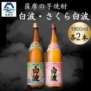 さつま白波＆さくら白波1800ml　各2本セット　B8-27【配送不可地域：離島】【1643880】