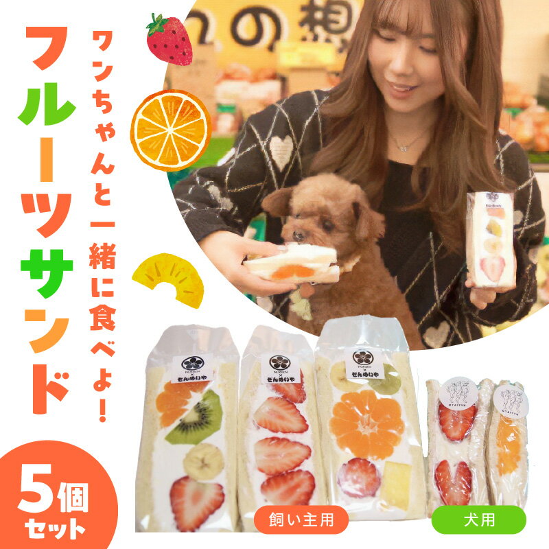【ふるさと納税】フルーツサンド 5個 セット 甘さ 控えめ 八百屋 厳選 目利き いちご バナナ キウイ みかん バイナップル ぶどう ミックス 飼い主様用 ワンちゃん用 誕生日 記念日 普段のおやつ ご家族 一緒 フルーツ 犬 愛犬 果物 お取り寄せグルメ 愛知県 碧南市 送料無料