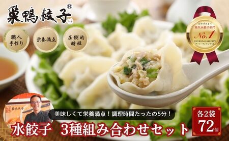 餃子セット 巣鴨餃子 水餃子 3種 食べ比べ 餃子セット【計72個 3種各2袋】【冷凍】