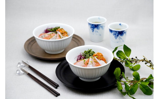 深川製磁 有田焼 ブルーワイナリー麺丼＆ゴブレットセット aa032