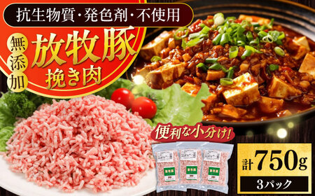放牧豚 挽き肉 計750g（250g×3） 精肉 スライス 小分け 冷凍 北海道 [AXBA121]
