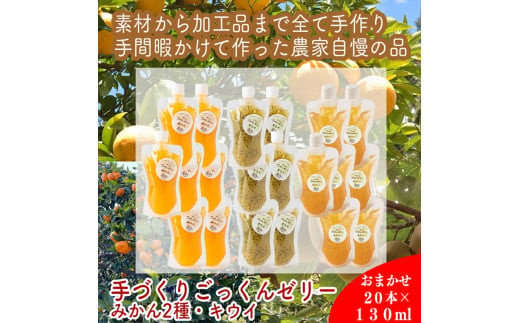 スイスで加工品を学んだ農家が作った『手づくりごっくんゼリー』 おまかせ20本セット 130ml みかん 甘夏 キウイ【 家庭用 自宅用 贈答品 贈答用 ギフト お取り寄せ お中元 お歳暮 贈り物 お祝い 神奈川県 小田原市 】 142069_EZ026