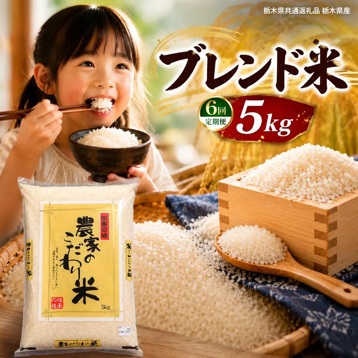 【定期6回】栃木県産 ブレンド米 5kg【栃木県共通返礼品】