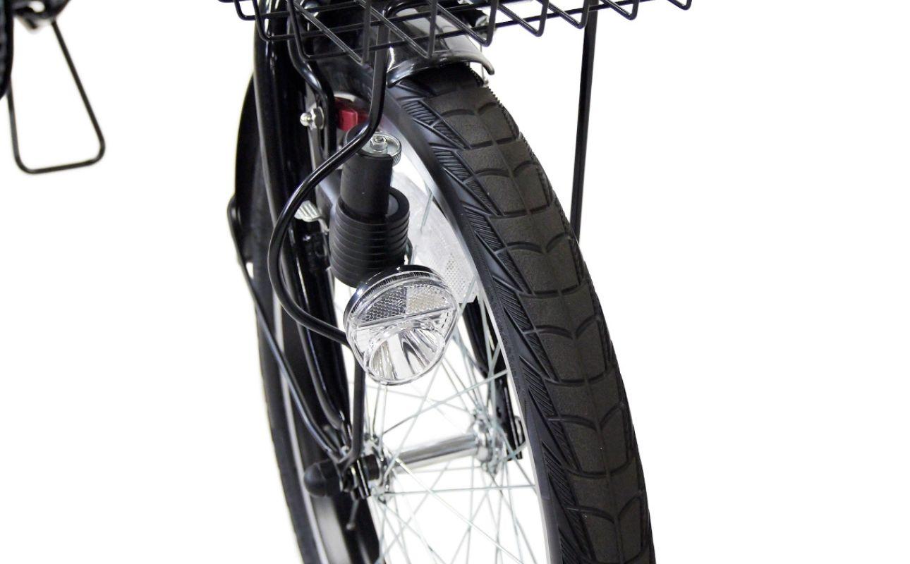 ノーパンク 折りたたみ自転車 ベルヴェデール Belvedere チャコール 20インチ 6段変速 リアサス・前カゴ・LEDライト付｜武田産業 フォールディングバイク 人気返礼品 空気入れ不要 パンク