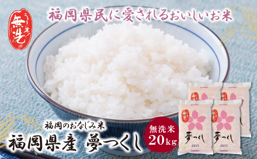 福岡の人気銘柄!!無洗米 福岡県産・夢つくし20kg 無洗米 むせんまい 米 コメ 20kg キャンプ 研がなくていい 5kg×4 TWR 20キロ 箱入り 手間なし カンタン 簡単 福岡 夢つくし ゆめつくし 手軽 リピート 日時指定 ギフト お中元 お歳暮 手にやさしい 時短 コスパ 福岡県限定銘柄 人気