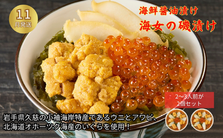 《 11月発送分 》「海女の磯漬け 250g×2箱セット」海鮮 醤油漬け 海の幸 丼の具 うに あわび めかぶ いくら ミックス ギフト 個包装 詰め合わせ 時短 おかず ごはん お茶漬け 冷凍 長期保存 人気 ランキング おいしい おつまみ