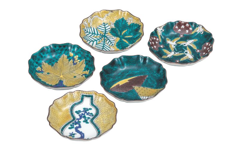 九谷焼 4.2号皿揃・古九谷吉兆(5枚組)