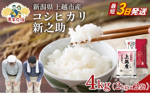 
                  【最短3日配送】農家応援! コシヒカリ・新之助 各 2kg 4kg セット 緊急価格改定 新潟県 上越市産 令和7年産 お米 精米 米 ご飯 送料無料 レッドホースコーポレーション
                