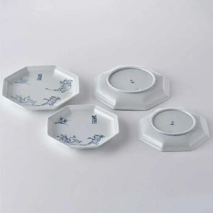 【波佐見焼】鳥獣戯画 八角皿 大小 4枚セット 食器 皿 【洸琳窯】 [GE51] 波佐見焼