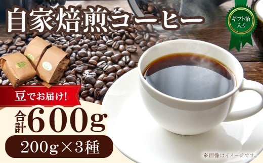 自家焙煎コーヒー（豆）ギフト箱入り　600g（200g×3種）