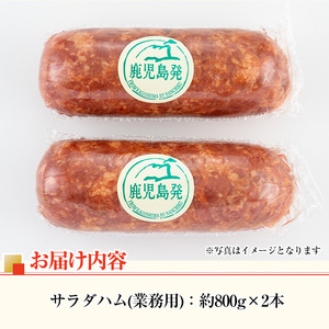 i328 《業務用・訳あり》サラダハム(約1kg×2本・計2kg)国産豚肉の頭肉を塩漬熟成させた風味豊かなプレスハム！サラダのトッピングに【ナンチク】