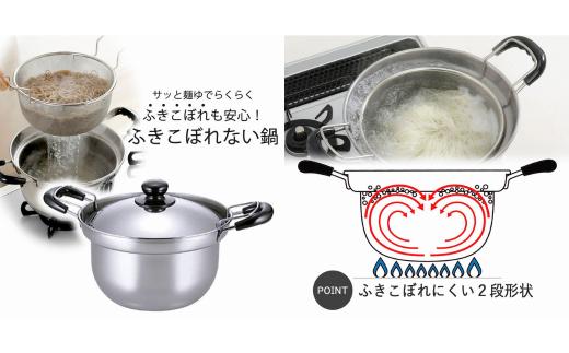 ゆで名人 ザル付両手鍋22㎝ キッチン用品 なべ 220mm 燕三条製 【015S090】