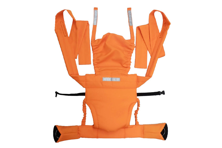 EVACKiDS 避難くん 避難用1人抱きひも式キャリー オレンジ 避難用 緊急 災害用 保育 防災用品 防炎 おんぶ 3歳まで 収納袋 リフレクター ホイッスル 74-CK