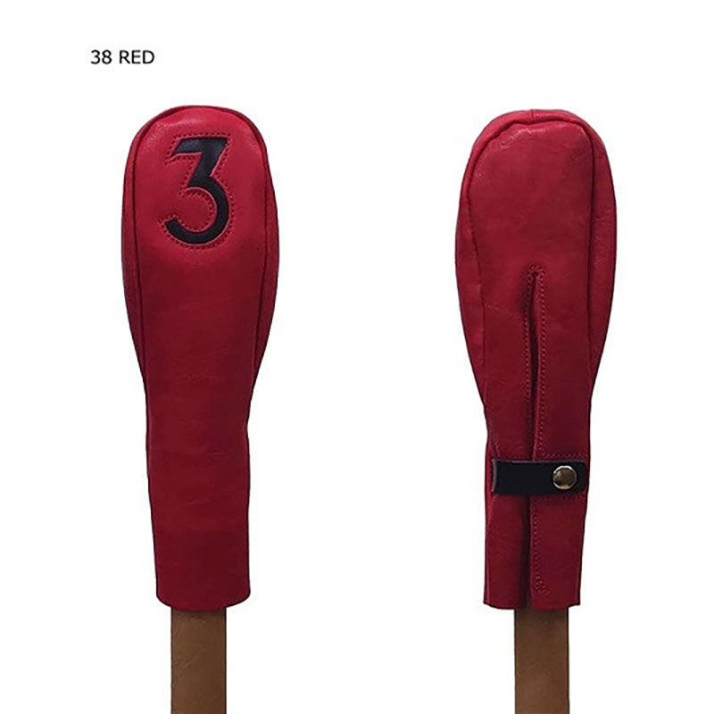 木の庄帆布 公式 フェアウェイウッドヘッドカバー 国産レザー1枚仕立 3FW KinoshoTRANSIT　K-KHG-W-3F01M-（C/#38 レッド / ブラック）　ゴルフ ヘッドカバー 国産 レザー