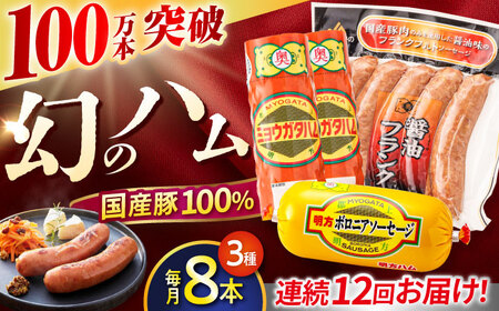 【12回定期便】明方ハム詰め合わせ Bセット[AVBA008]ハム 定期