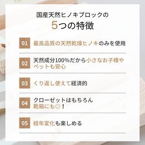 天然ヒノキの消臭・除湿ブロック 16個セット くりかえし使える 除湿 消臭 調湿 除去 衣類 ペット ベビー 用品 国産ヒノキ 無添加 天然素材 アルコールフリー 塩素不使用 服 防虫 抗菌 ハンガー