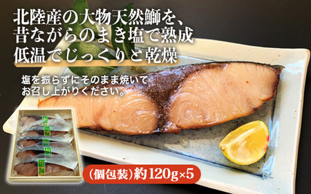 北陸産 大物天然鰤 塩鰤 個包装（5切入）｜魚介 魚貝 日本海 海の幸 シーフード 鰤 ぶり 冷凍 切り身 産直ぶり 産地直送ぶり 化学調味料 保存料 不使用 北陸 富山県 射水市